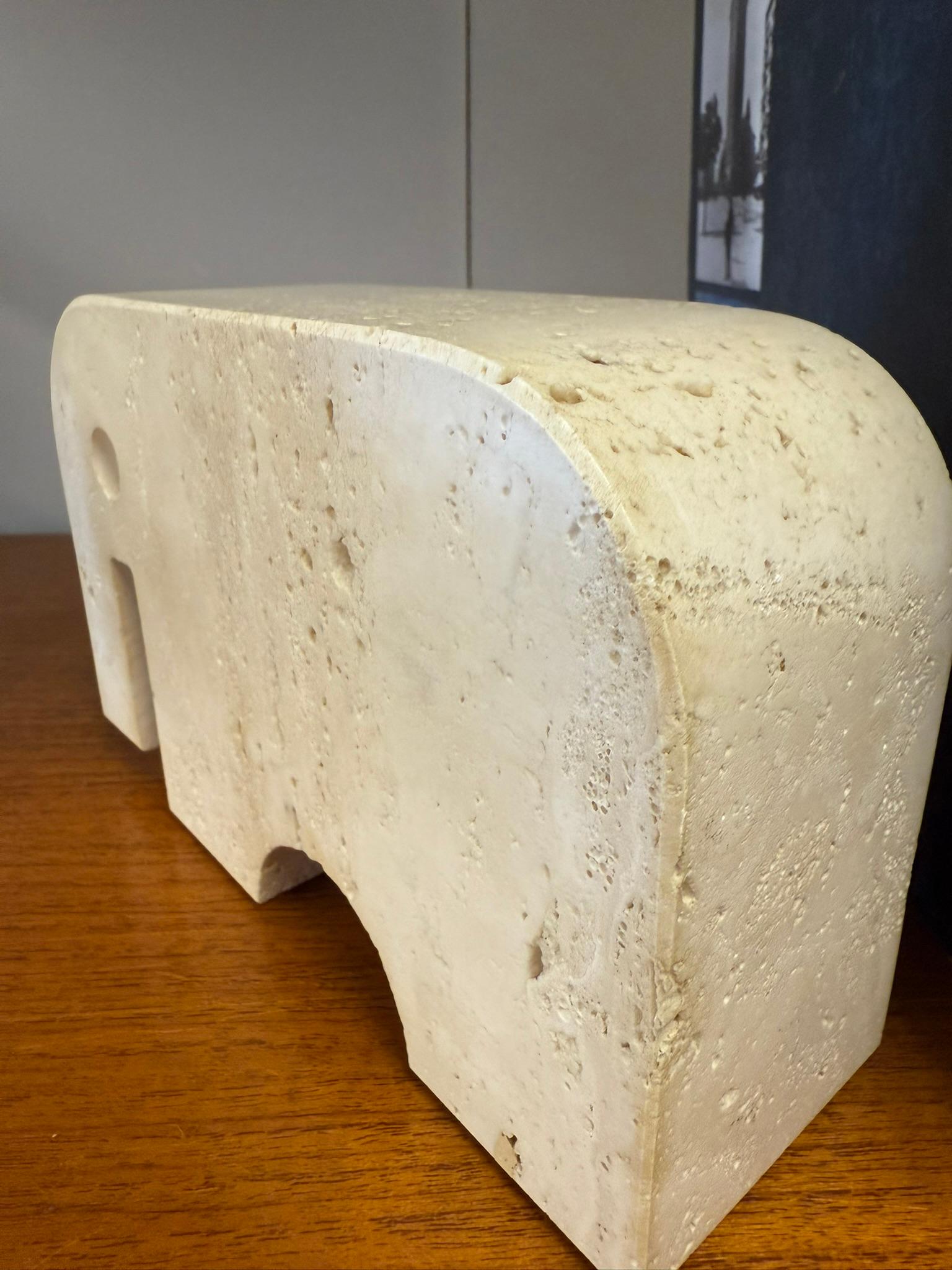 2x Elephant Sculpture Travertine Bookends di Enzo Mari, Italia, anni '70 in vendita 7