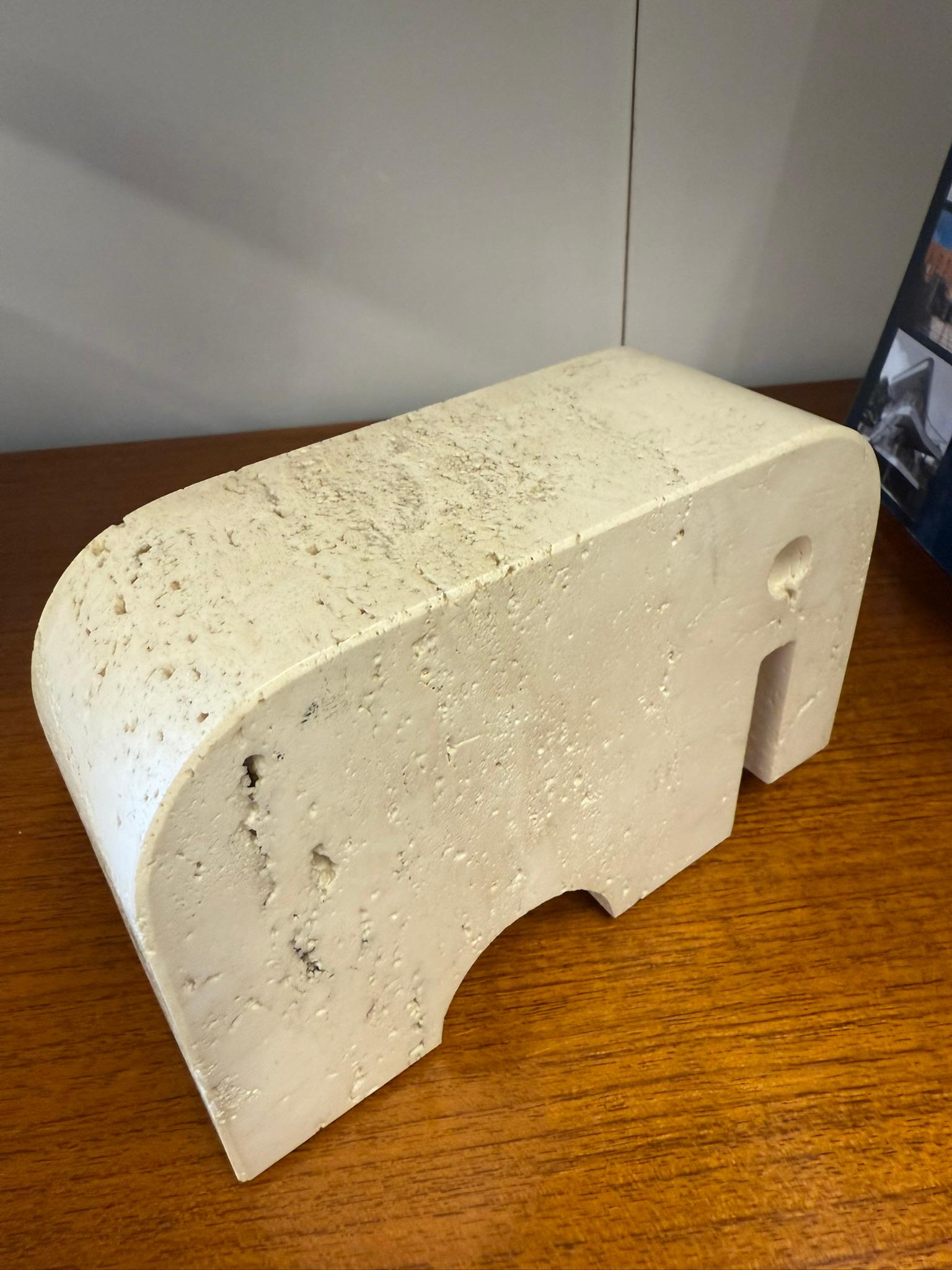 2x Elephant Sculpture Travertine Bookends di Enzo Mari, Italia, anni '70 in vendita 8