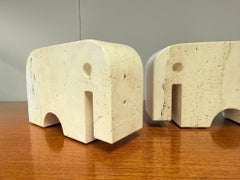 2x Elefanten-Skulptur Travertin-Buchstützen von Enzo Mari, Italien, 1970er Jahre