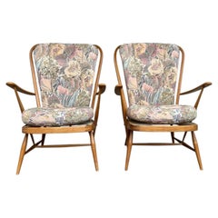 Ercol Fireside Armchairs Blond Windsor Grandfather Chairs by Lucian Ercolani