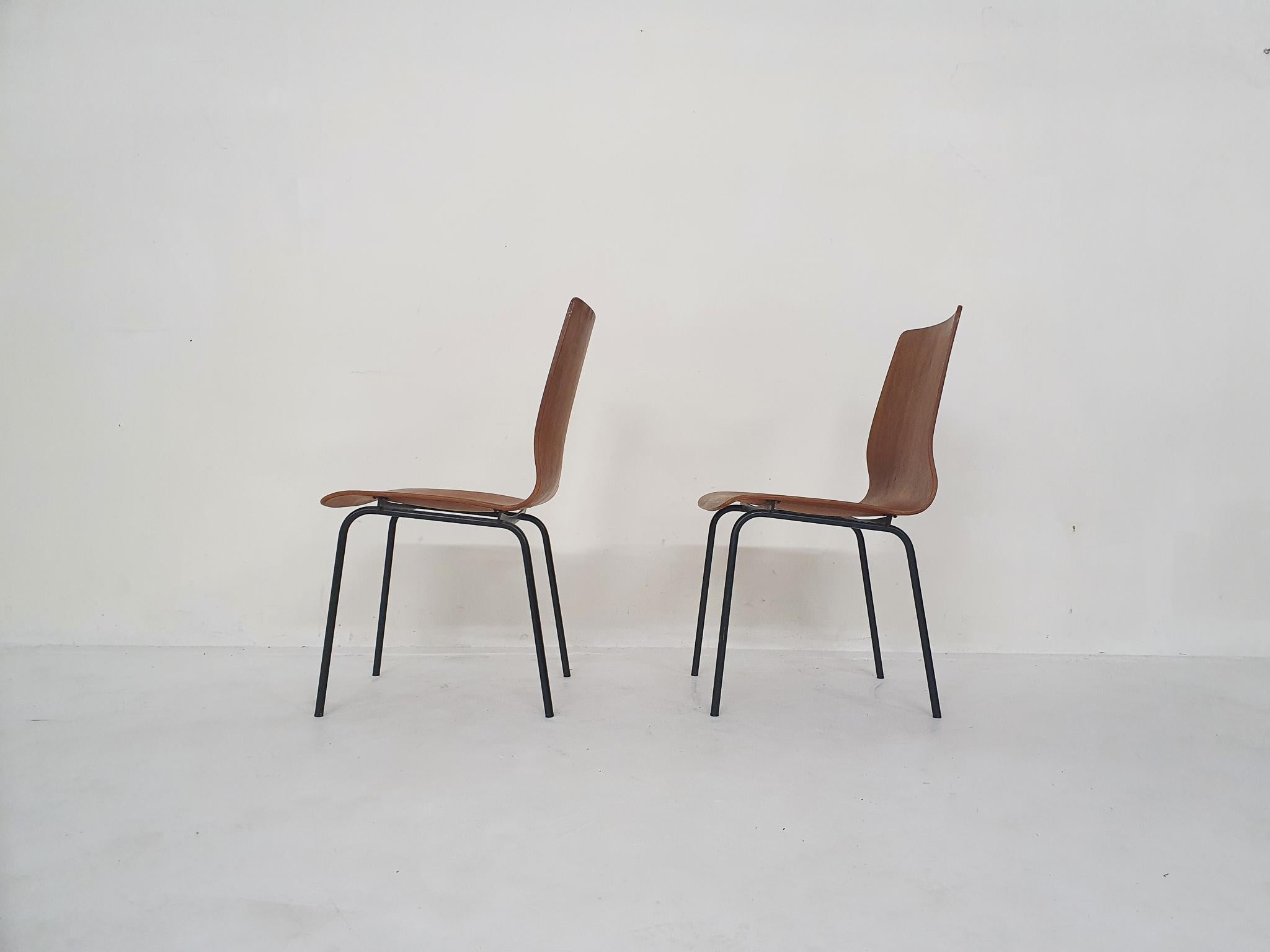 2x chaises en contreplaqué « Euroika » de Friso Kramer pour Auping, Pays-Bas, années 1960 Bon état - En vente à Amsterdam, NL