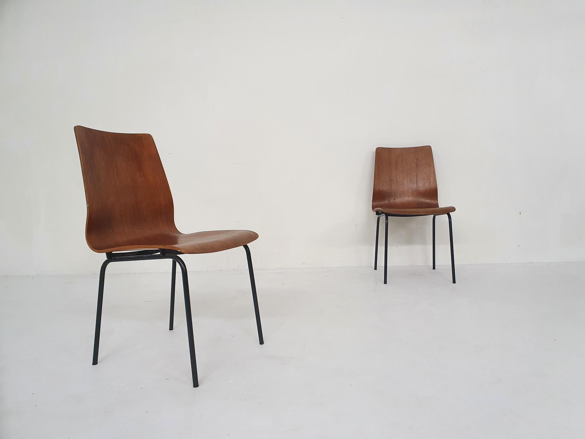 Contreplaqué 2x chaises en contreplaqué « Euroika » de Friso Kramer pour Auping, Pays-Bas, années 1960 en vente
