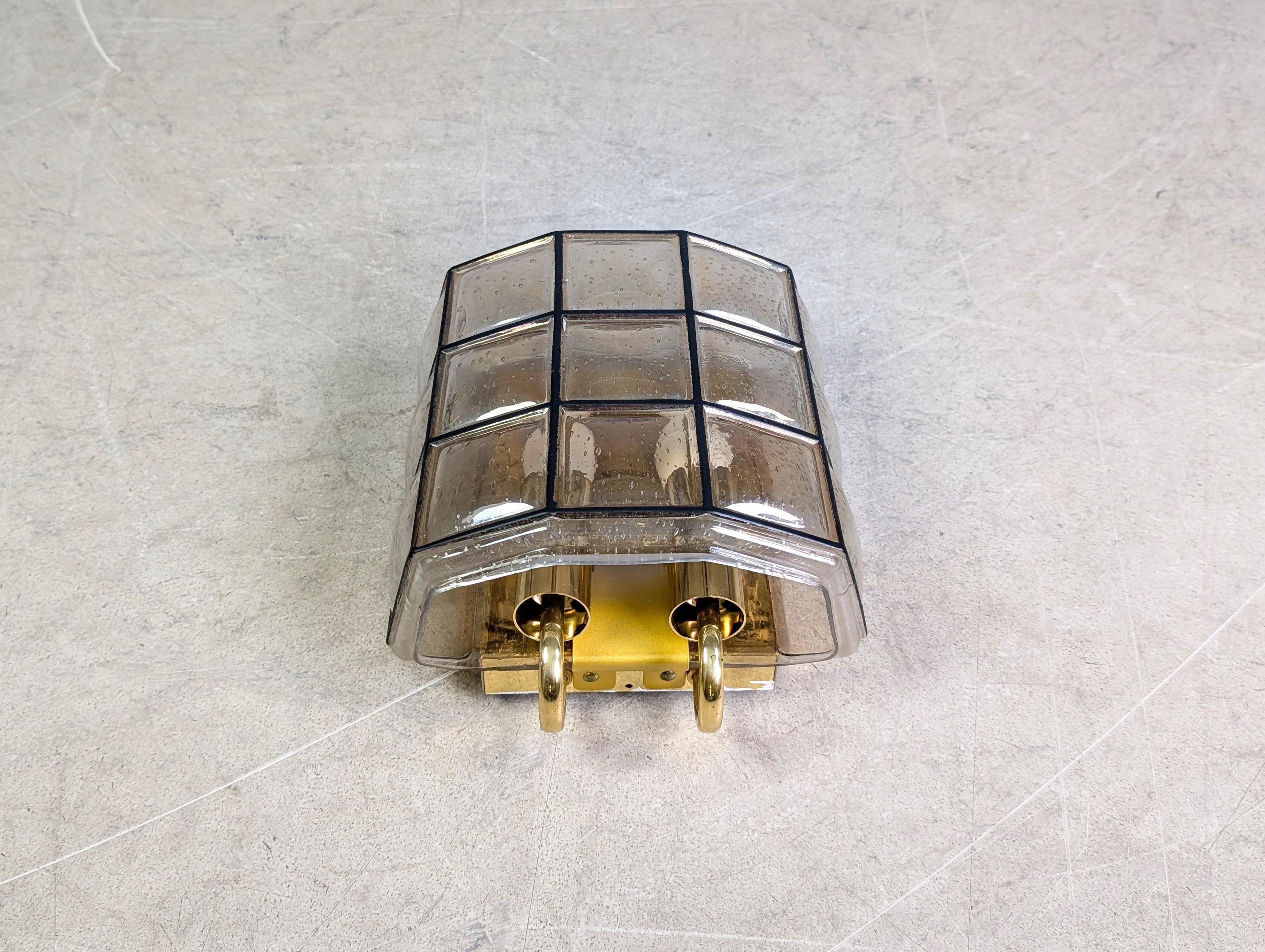 2x Glashütte Limburg Wandleuchte Brutalistisch Lampe Glas doppel Brutalista en venta