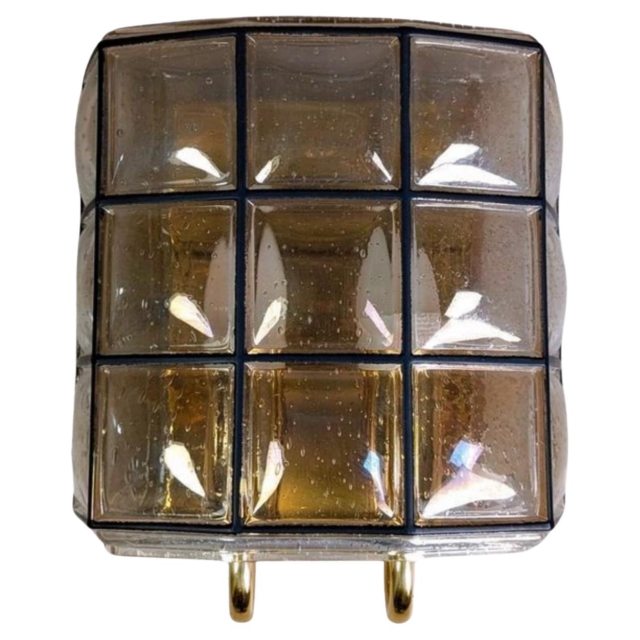 2x Glashütte Limburg Wandleuchte Brutalistisch Lampe Glas doppel en venta