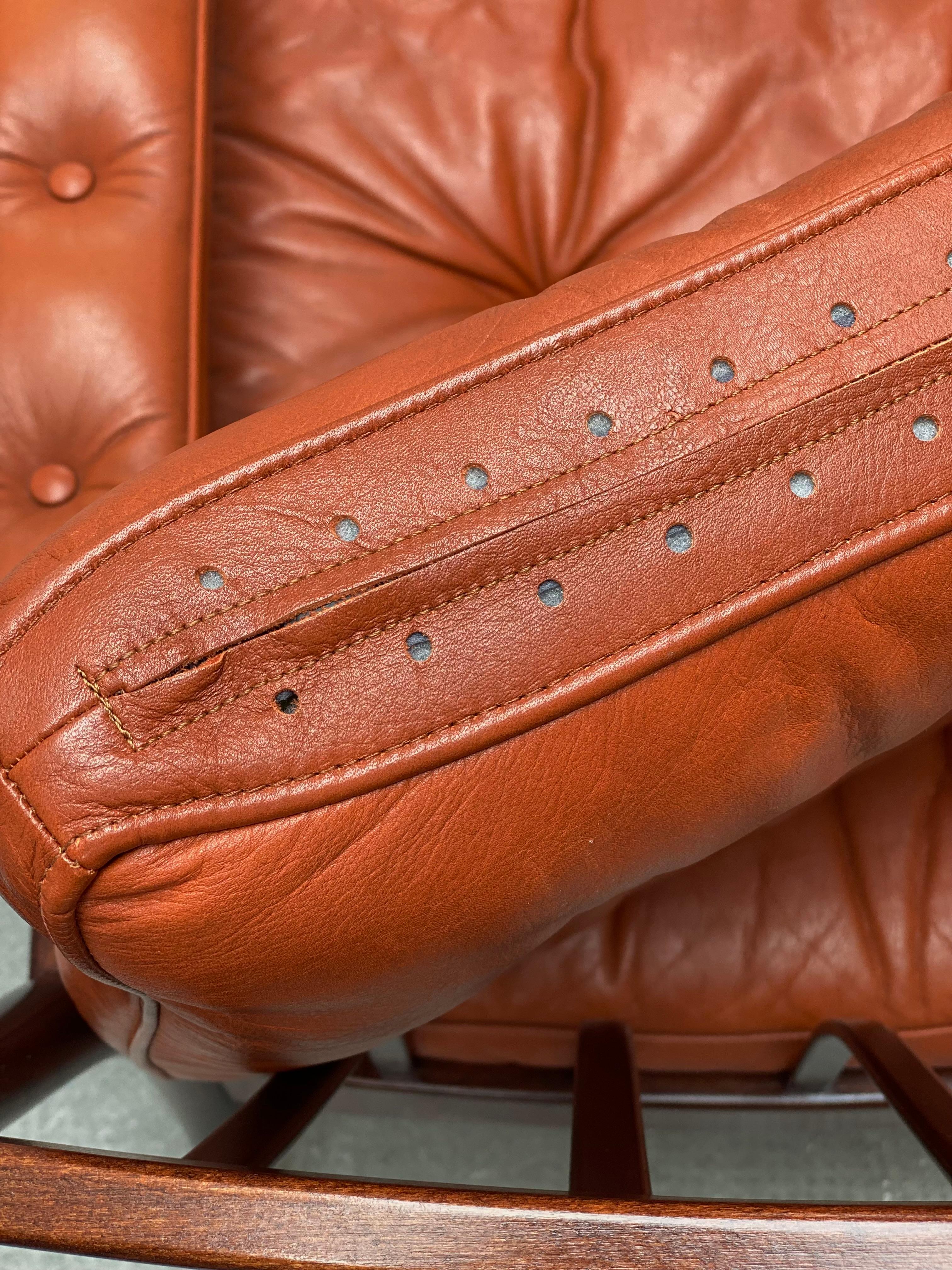 2x Gunnar Kentemo für G-Möbler Sessel Teak Holz Leder, Schweden 1960s en vente 3