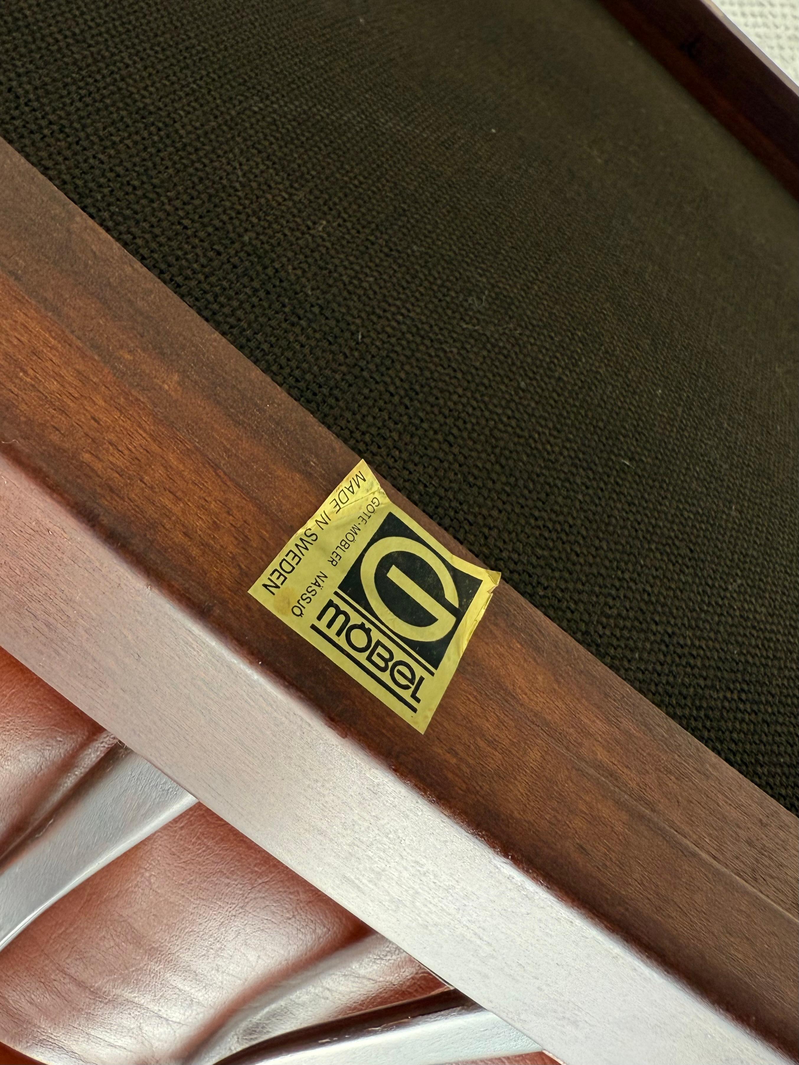 2x Gunnar Kentemo für G-Möbler Sessel Teak Holz Leder, Schweden 1960s en vente 4