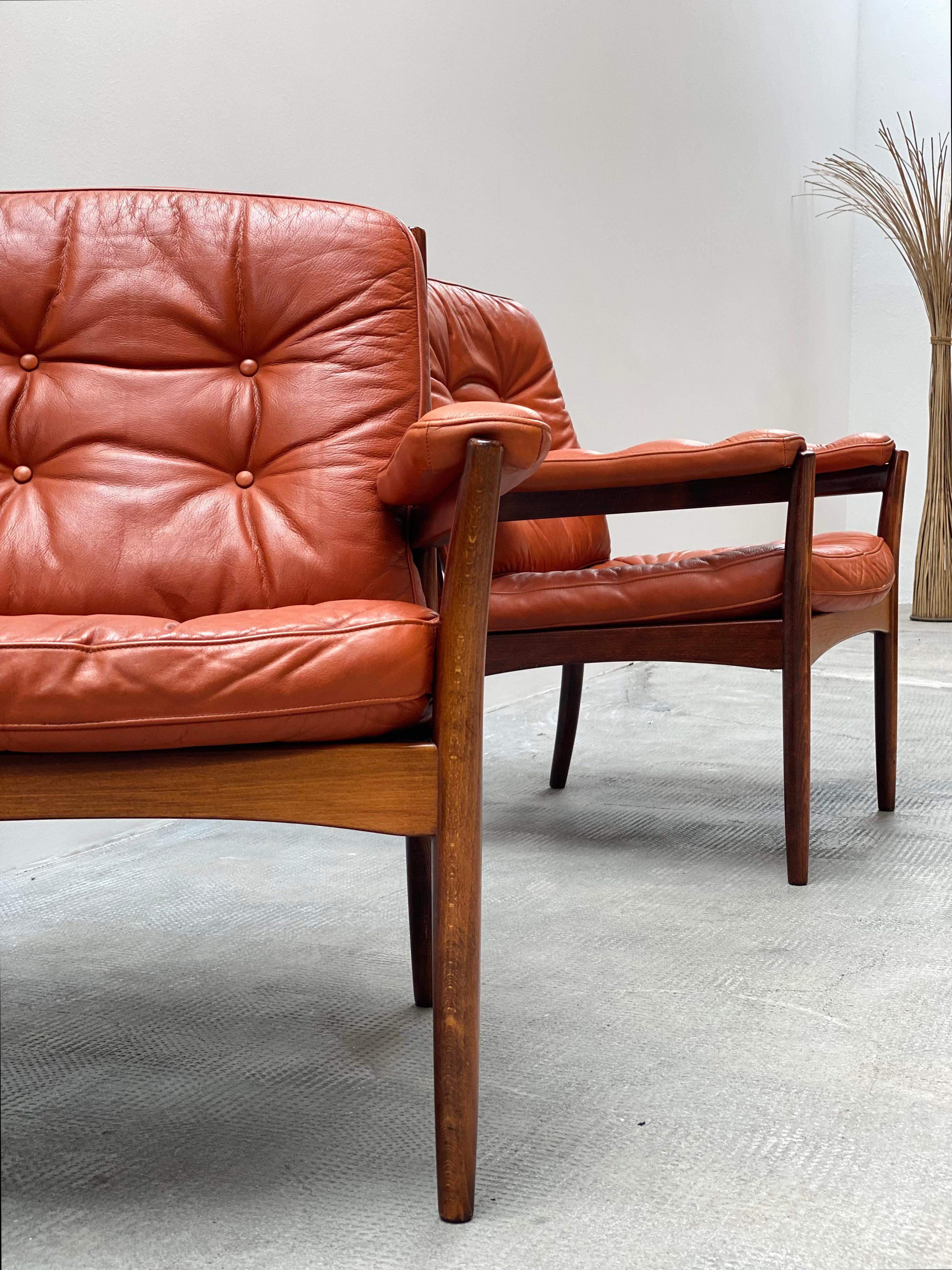 2x Gunnar Kentemo für G-Möbler Sessel Teak Holz Leder, Schweden 1960s en vente 5