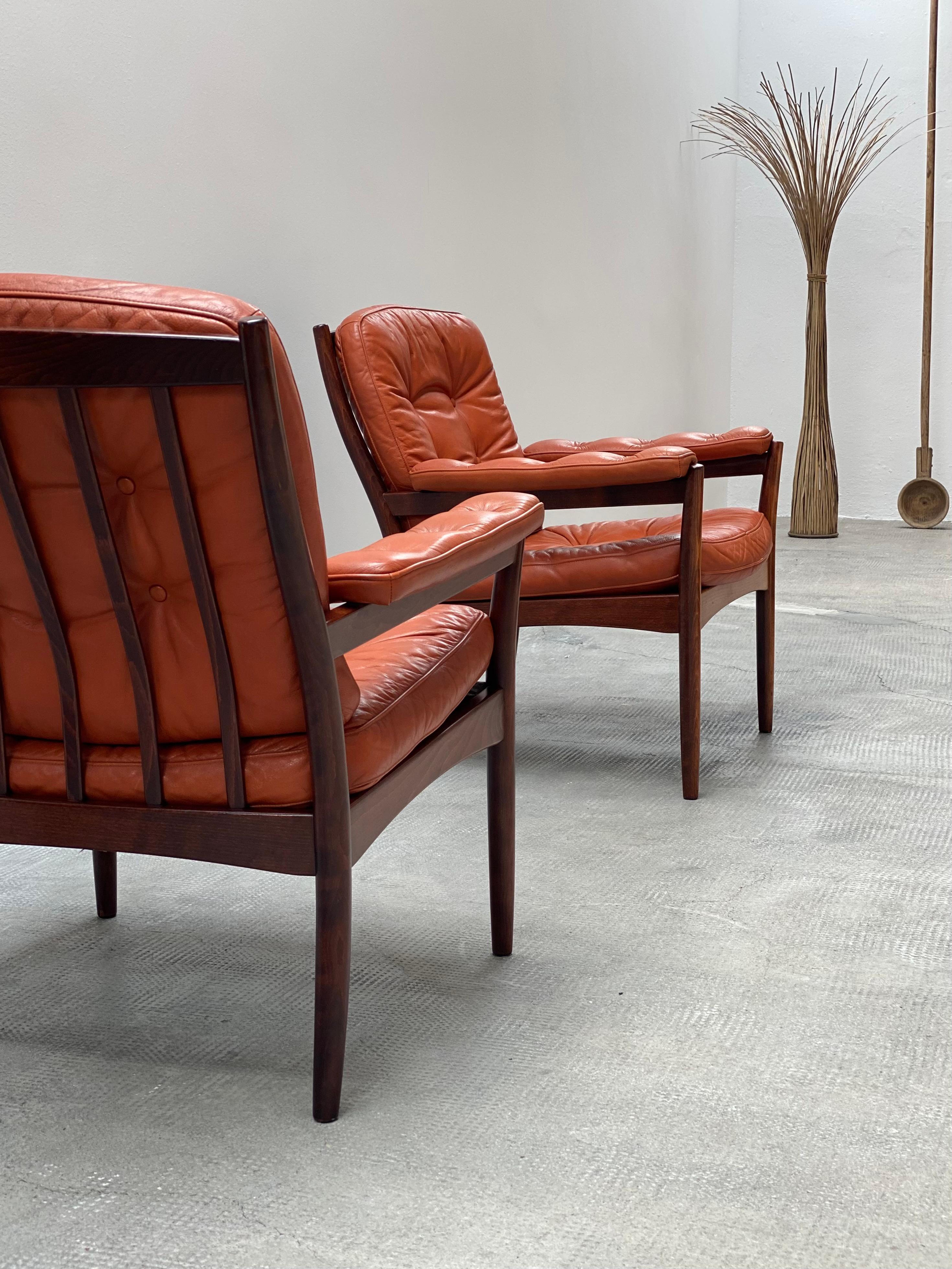 2x Gunnar Kentemo für G-Möbler Sessel Teak Holz Leder, Schweden 1960s Bon état - En vente à Reutlingen, DE