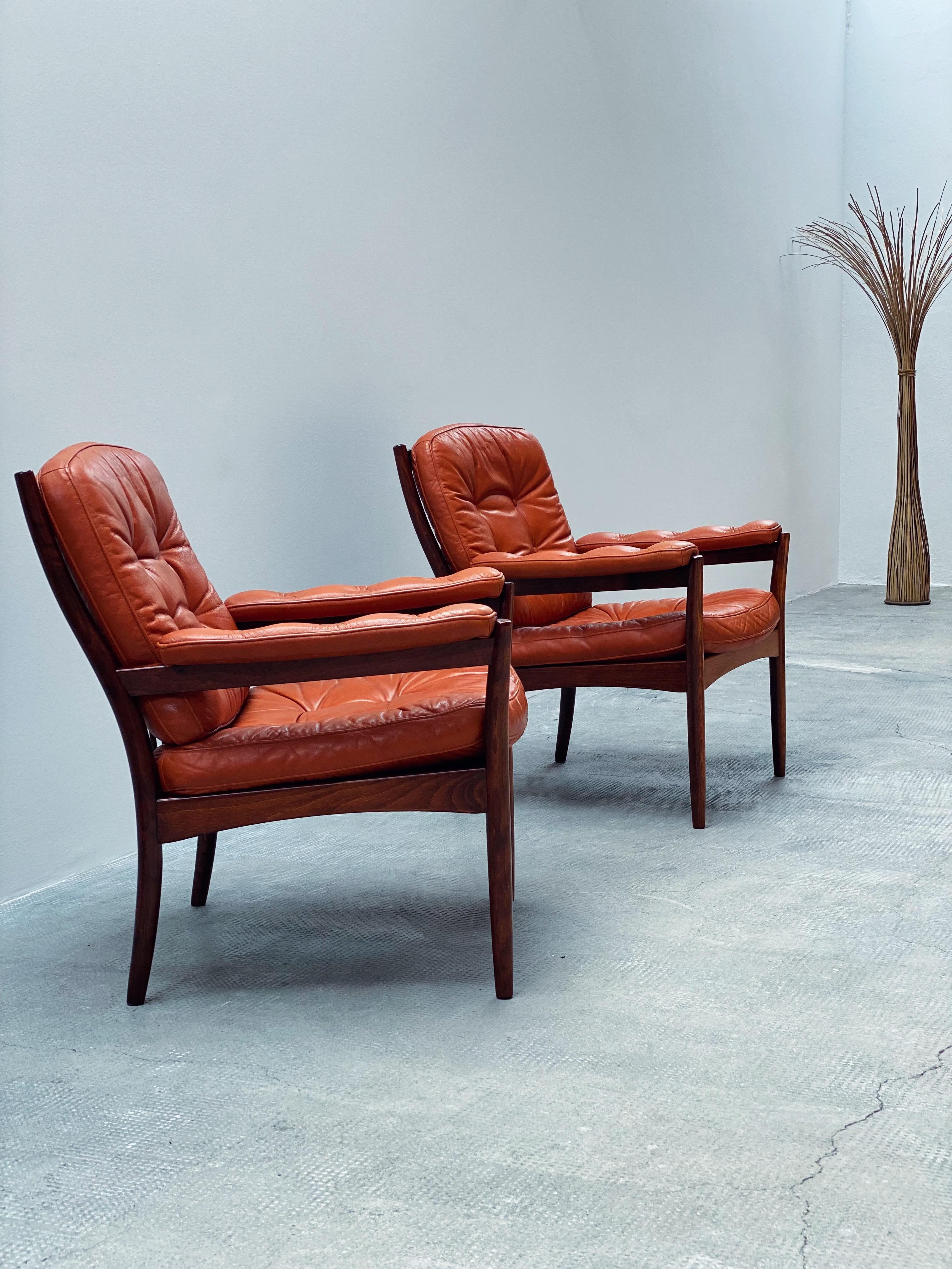 2x Gunnar Kentemo für G-Möbler Sessel Teak Holz Leder, Schweden 1960s Bon état - En vente à Reutlingen, DE