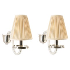 2x J.L.Lobmeyr wall lamps with fabric shades vienna around 1950s