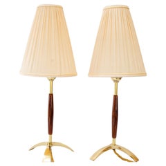 2x J.T.Kalmar table lamps with fabric shades vienna around 1950s