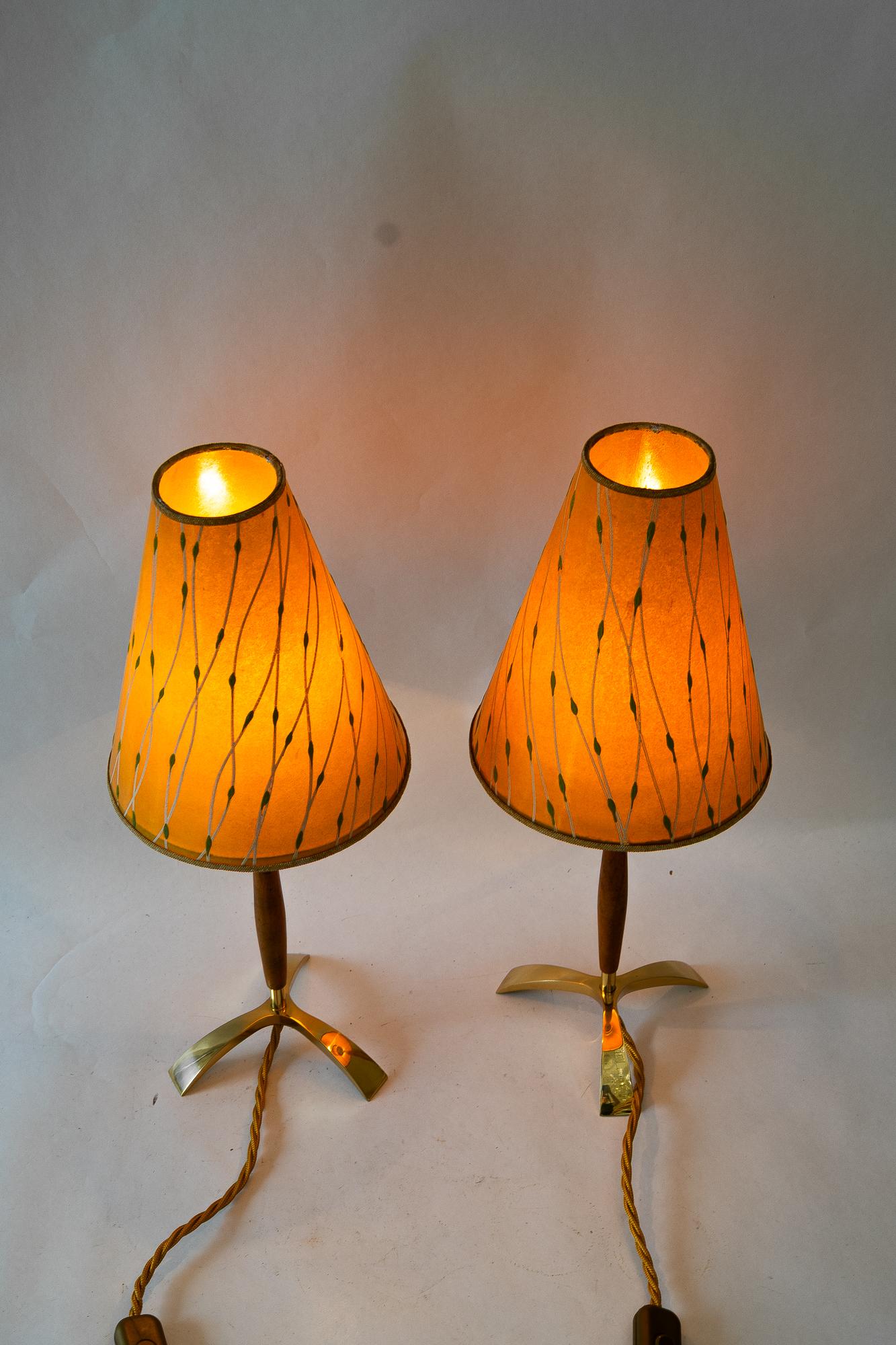 2x J.T.Kalmar Table lamps with original shades vienna around 1950s For Sale 1