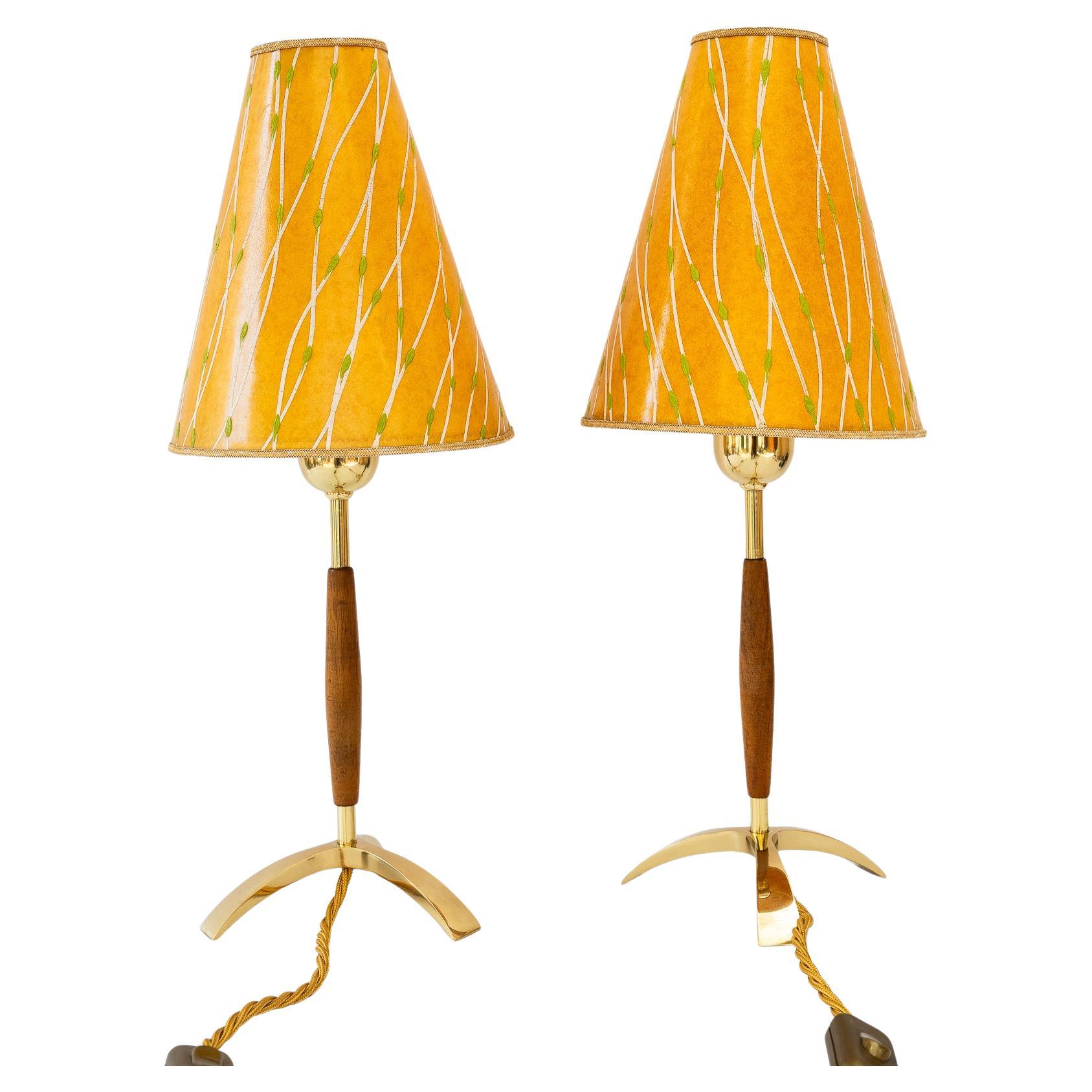 2x J.T.Kalmar Table lamps with original shades vienna around 1950s For Sale