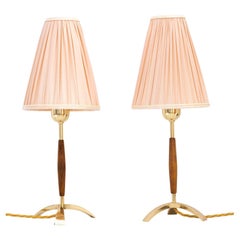 Vintage 2x J.T.Kalmar Wall Lamps with Fabric Shades, Vienna, Around 1950s