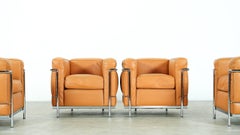 Two Le Corbusier LC2 Lounge Chair by Cassina, Cognac Leather, Signed & Engraved
