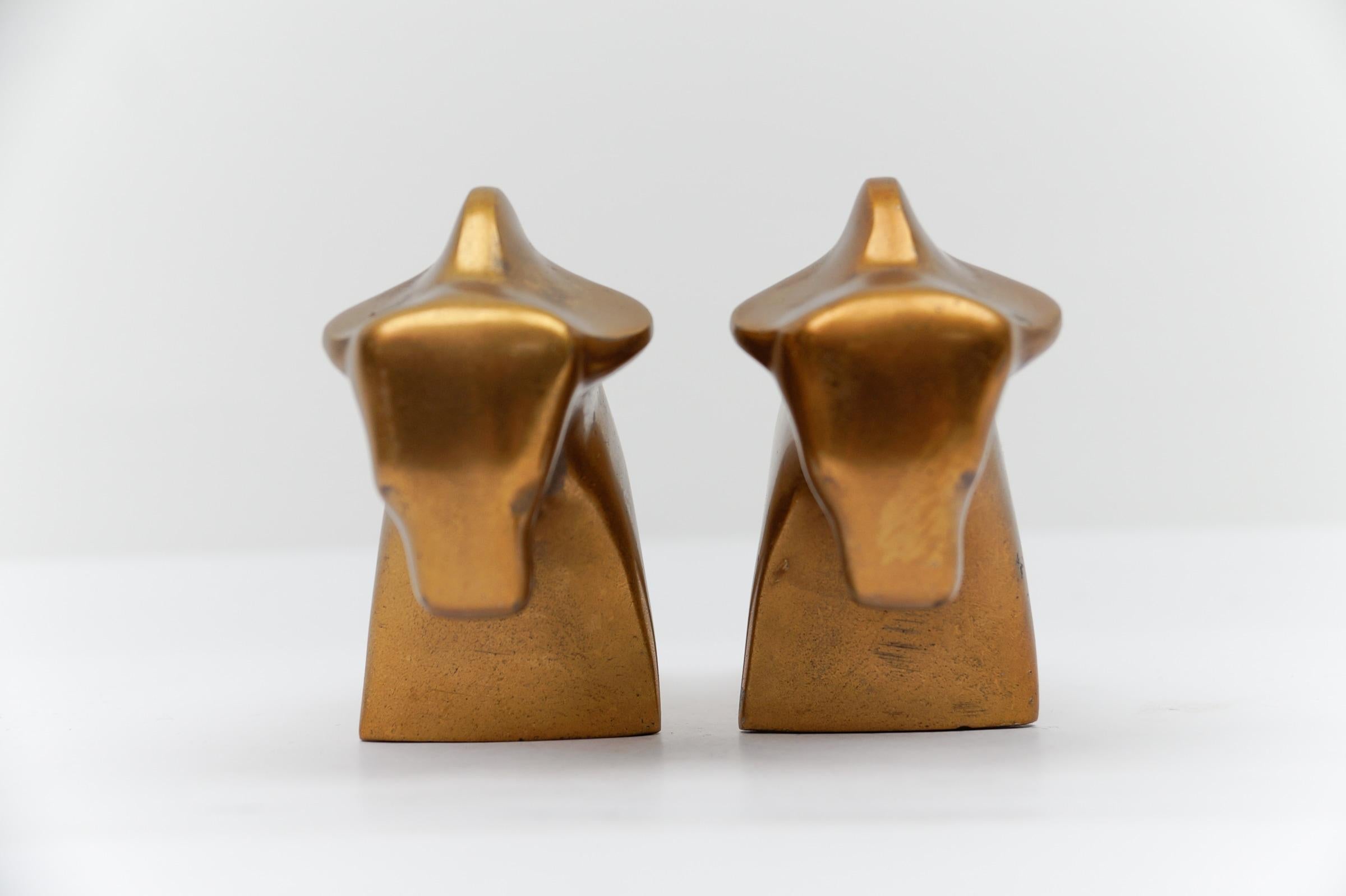 2x Reggilibri in ottone massiccio della modernità di metà secolo, anni '60 in vendita 3