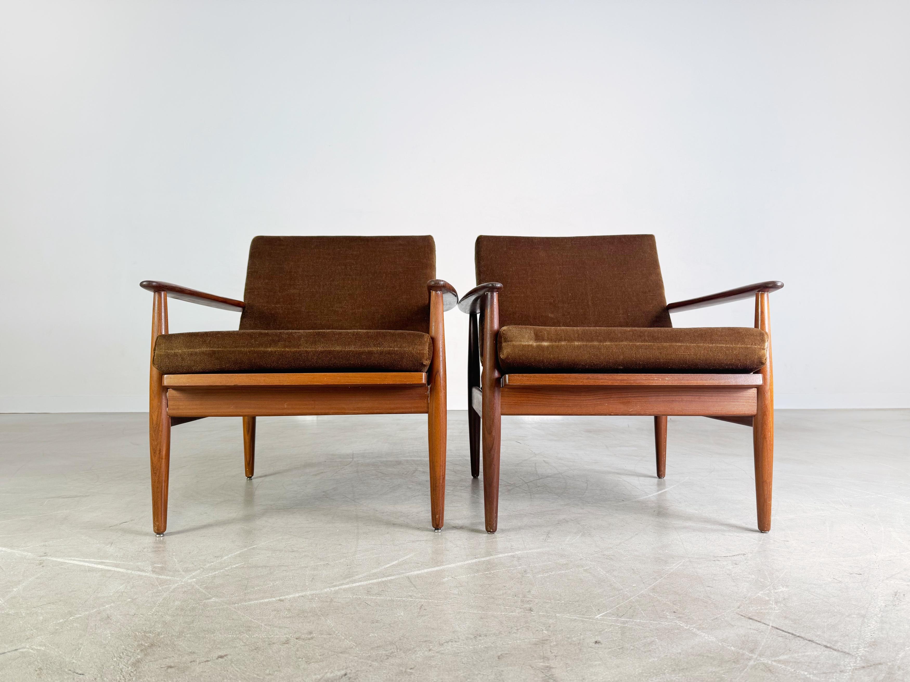Mid-Century moderno 2x Midcentury Sessel poltrona braun Vintage 1960s Lounge Stuhl in vendita