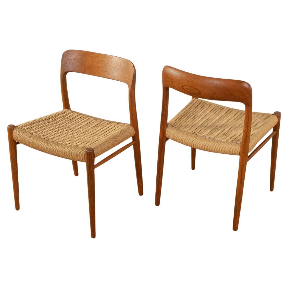 Scandinavian Farmhouse Teak Rope Chairs Midcentury JL Moller Danish Ladder Backs at 1stDibs