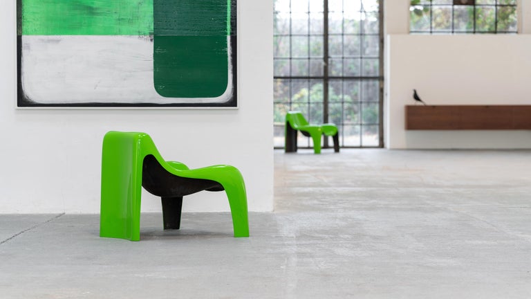 2xOrganic Lounge Chair by Luigi Colani Green Fiberglass, 1968 by Heinz Essmann For Sale 4