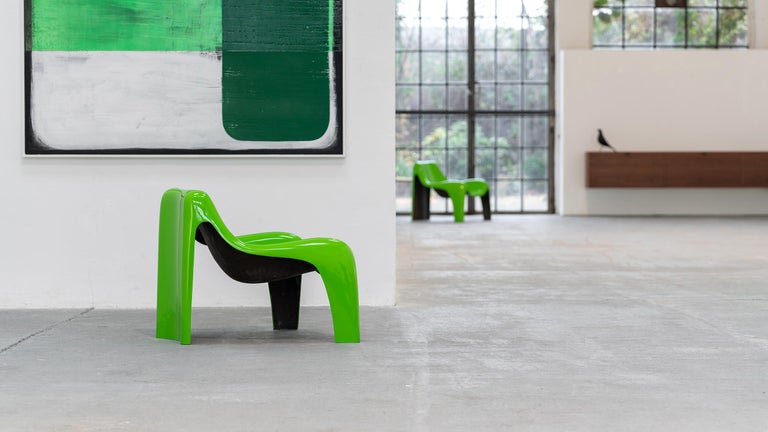 2xOrganic Lounge Chair by Luigi Colani Green Fiberglass, 1968 by Heinz Essmann For Sale 5