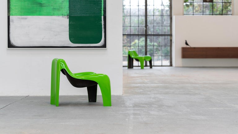 2xOrganic Lounge Chair by Luigi Colani Green Fiberglass, 1968 by Heinz Essmann For Sale 6