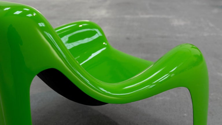 2xOrganic Lounge Chair by Luigi Colani Green Fiberglass, 1968 by Heinz Essmann For Sale 11