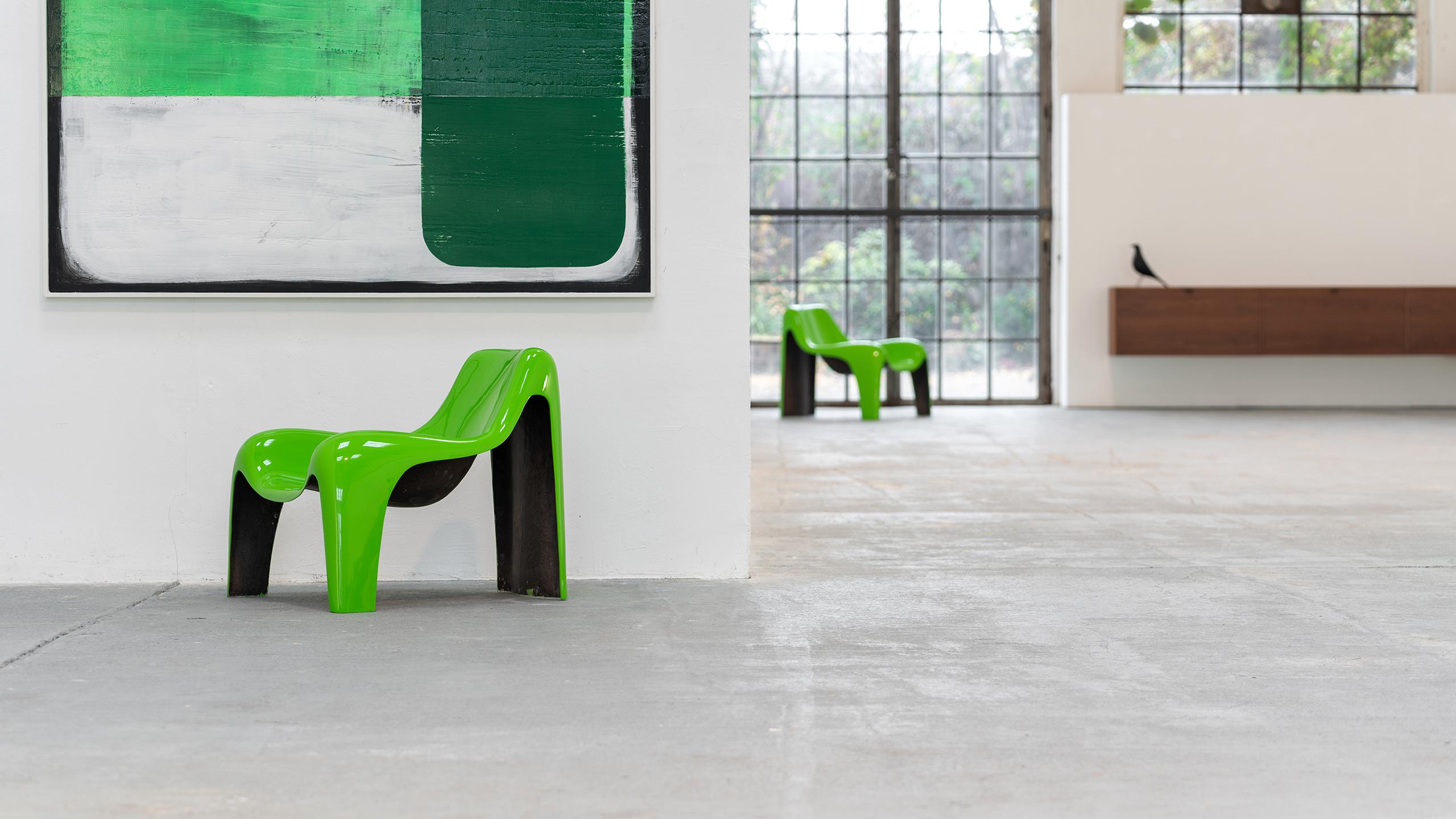 Mid-Century Modern Organic Lounge Chair Luigi Colani Green Fiberglass 1968 Space Age Mid Century  For Sale