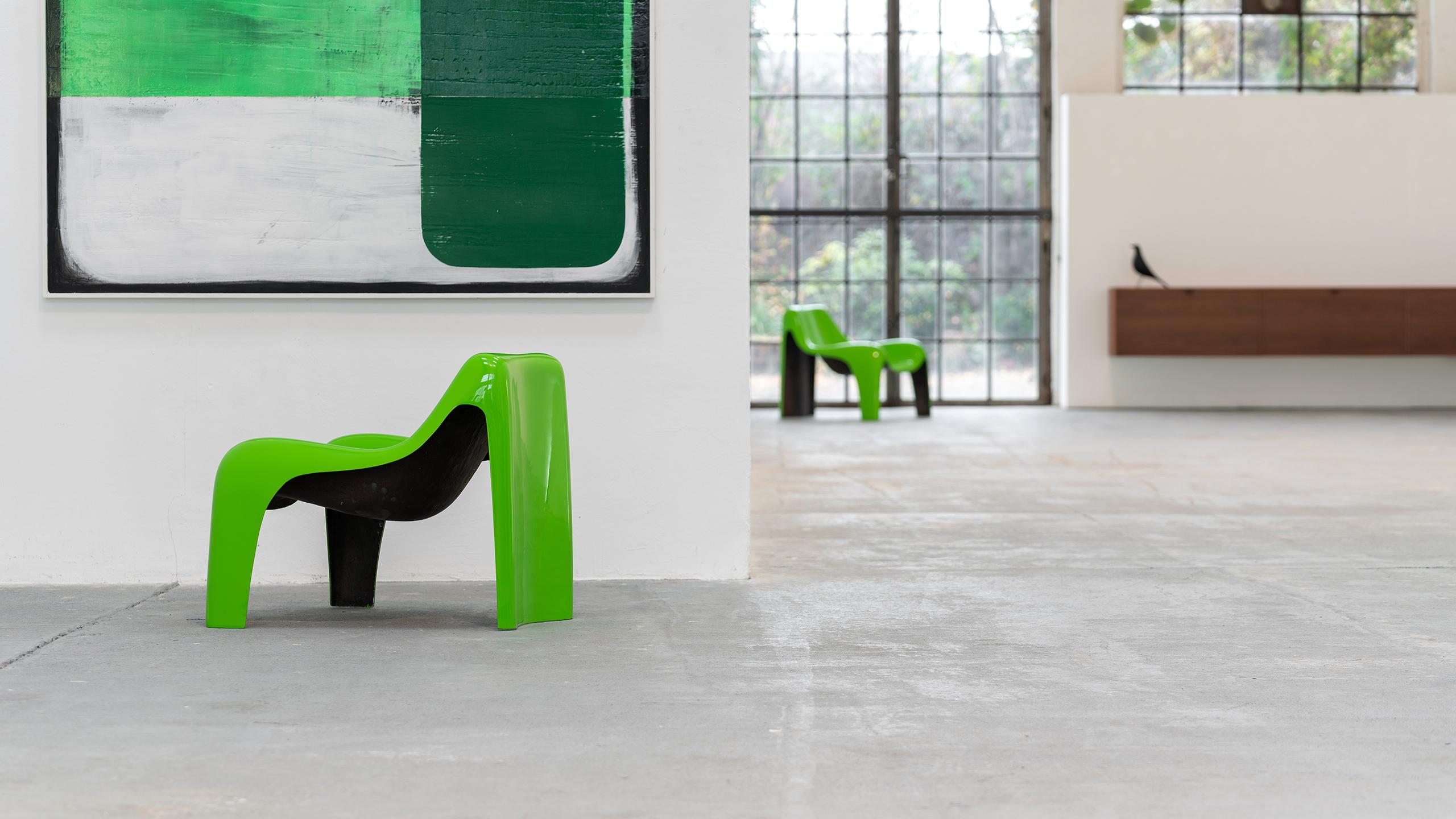 German Organic Lounge Chair Luigi Colani Green Fiberglass 1968 Space Age Mid Century  For Sale