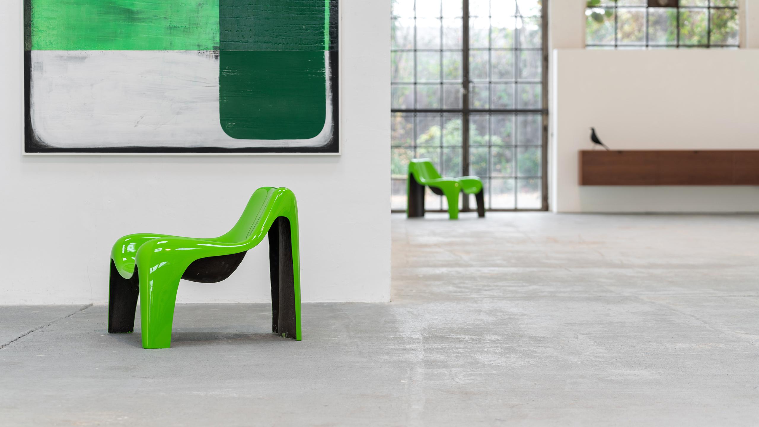 Hand-Crafted Organic Lounge Chair Luigi Colani Green Fiberglass 1968 Space Age Mid Century