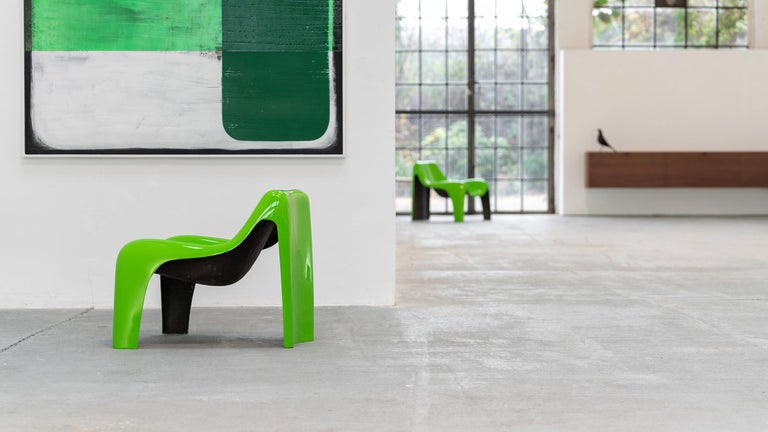 2xOrganic Lounge Chair by Luigi Colani Green Fiberglass, 1968 by Heinz Essmann For Sale 2