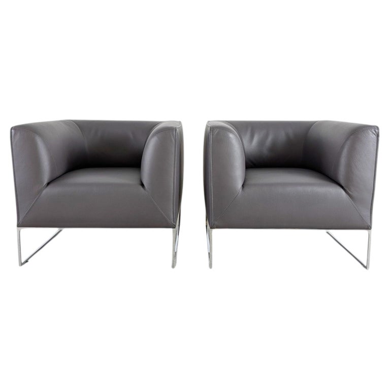 2x Original COR Mell Sessel Leder grau anthrazit Design lounge