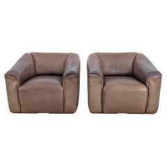 2x Original de Sede DS 47 Sessel, Armlehnstuhl, dickes Leder, Design