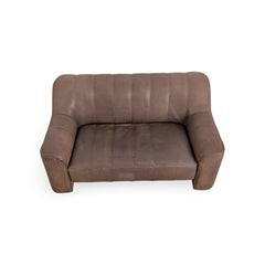 2x Original de Sede DS44 Zweisitzer Büffelleder Sofa Couch braun
