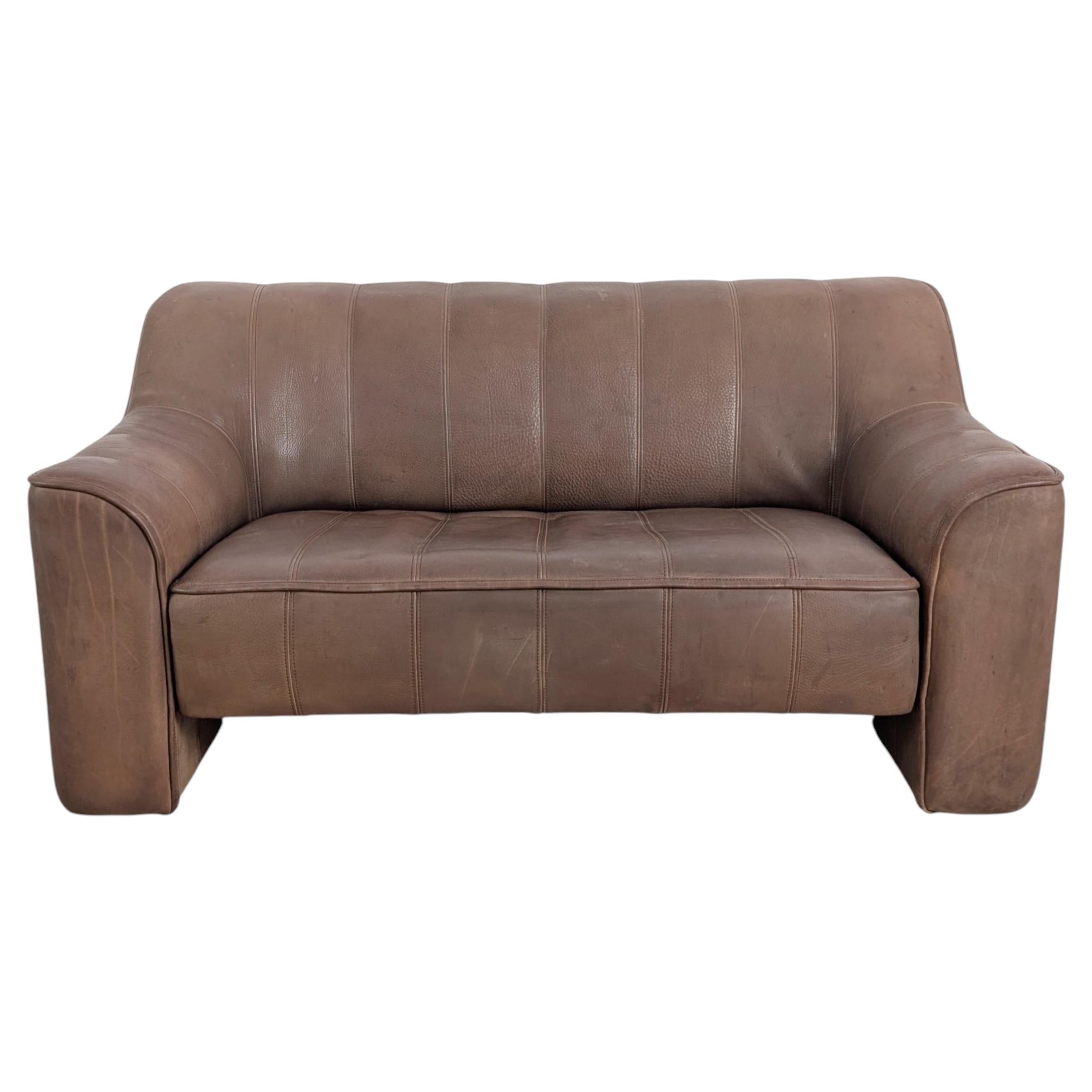 2 divani a due posti DS44 originali de Sede in pelle di bufalo, colore Braun