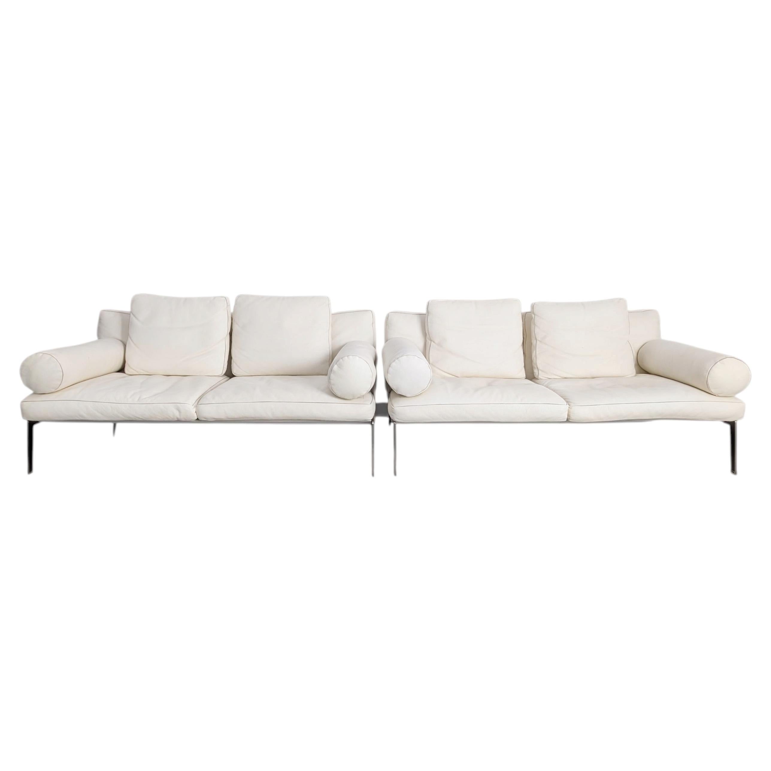 Pre-owned Flexform 2x Original  Sofa Leder Beige Couch Antonio Citterio In Brown