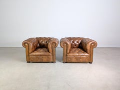 2x Original handmade Chesterfield armchairs England 1920 antique