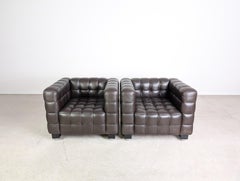 2x Original Wittmann Kubus Sessel Josef Hoffmann Leder braun