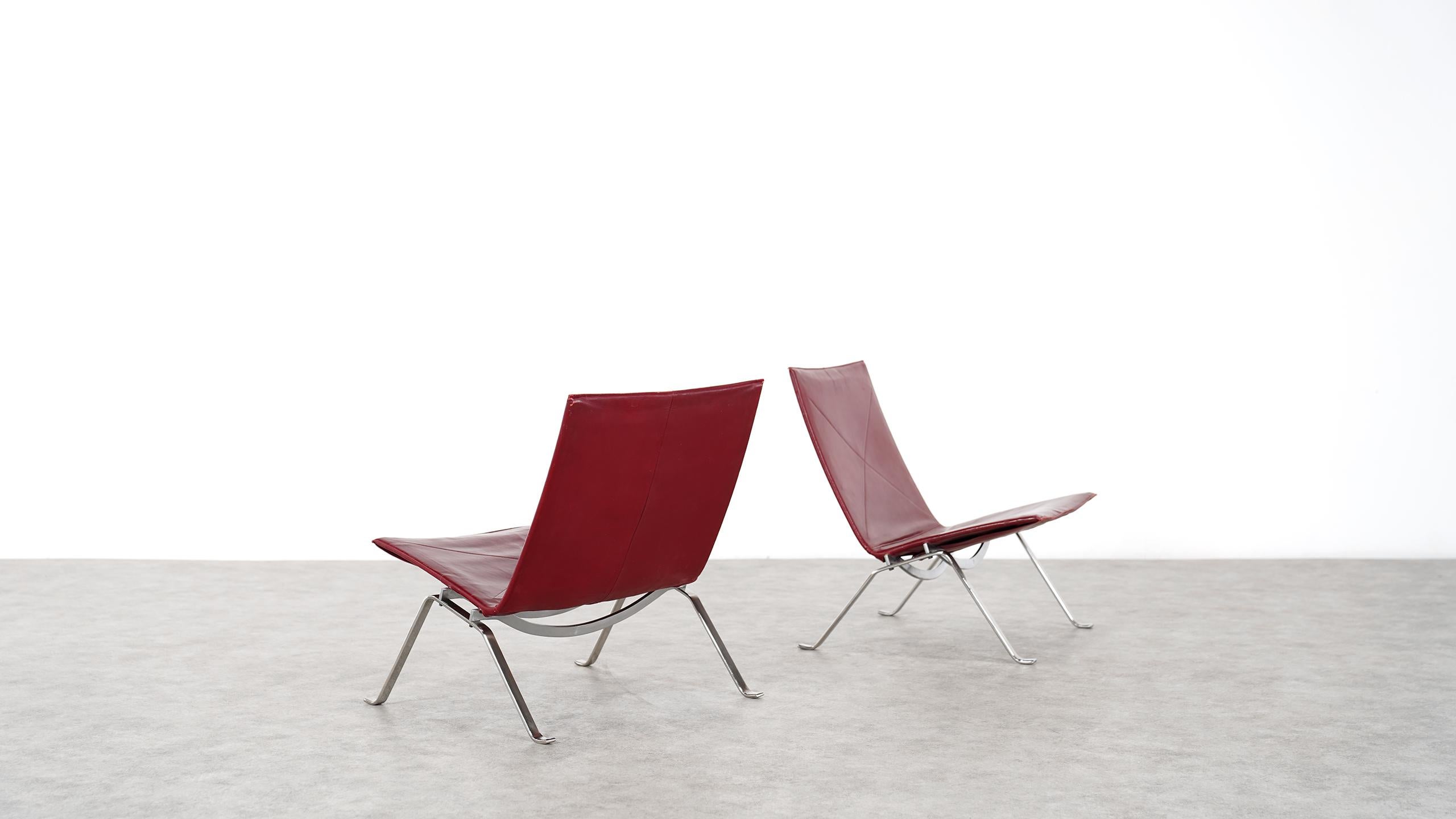 2 Poul Kjaerholm PK22 Lounge Chair, 1956 for E. Kold Christensen, Denmark In Good Condition In Munster, NRW