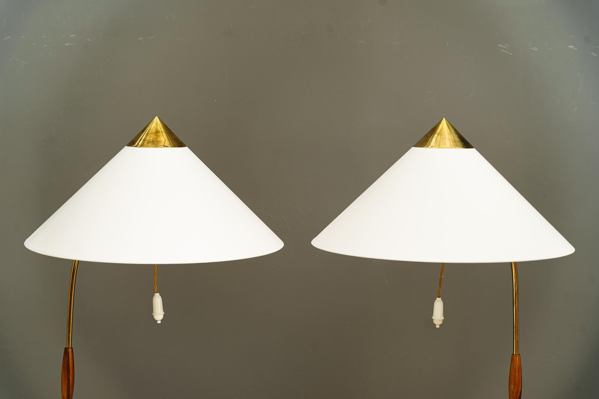 2x Rupert Nikoll floor lamps Vienna around 1950s.
The shade are replaced (new).