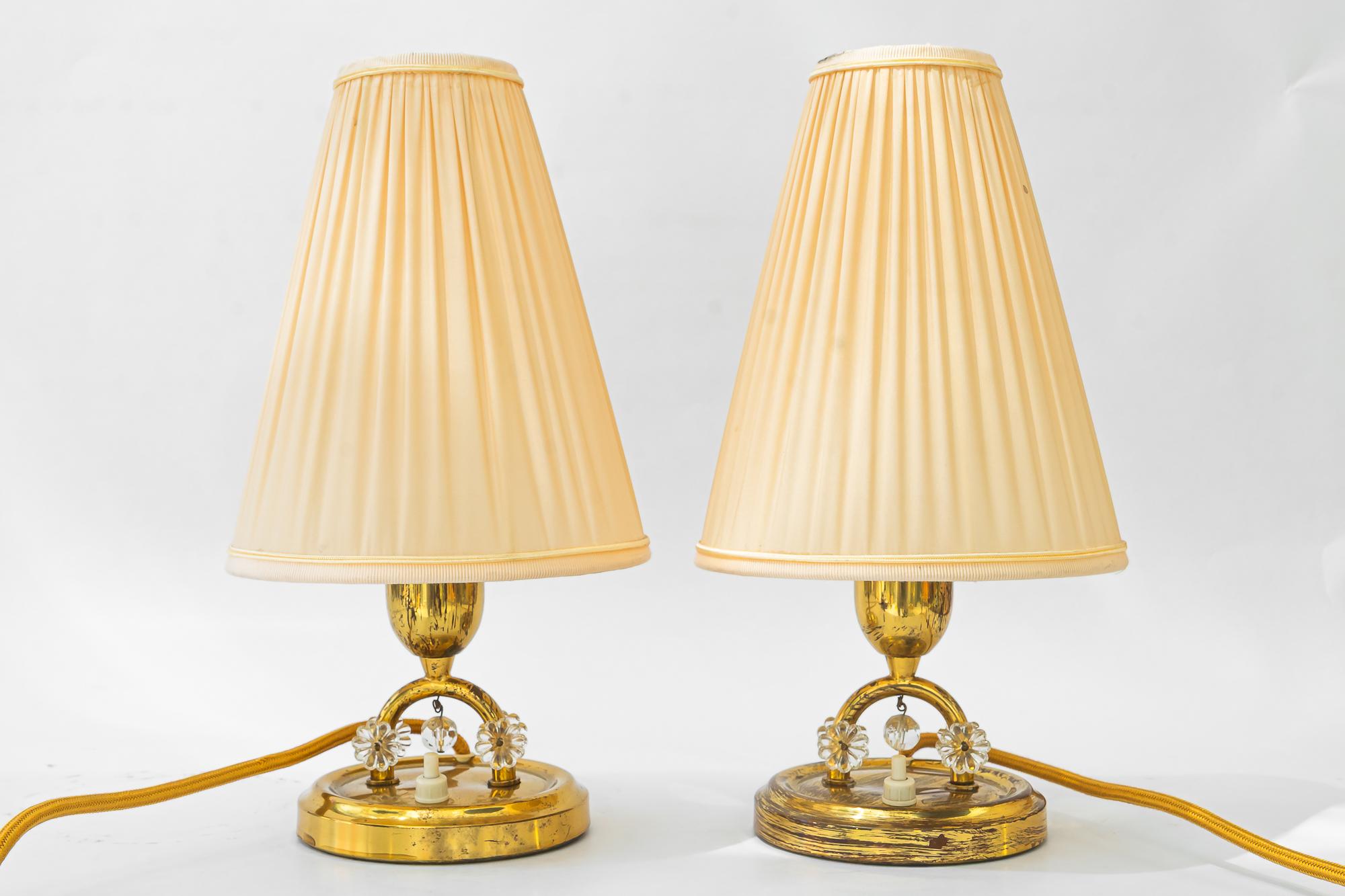 Mid-Century Modern 2x lampes de table Rupert Nikoll avec abat-jour en tissu vienne vers les années 1960 en vente