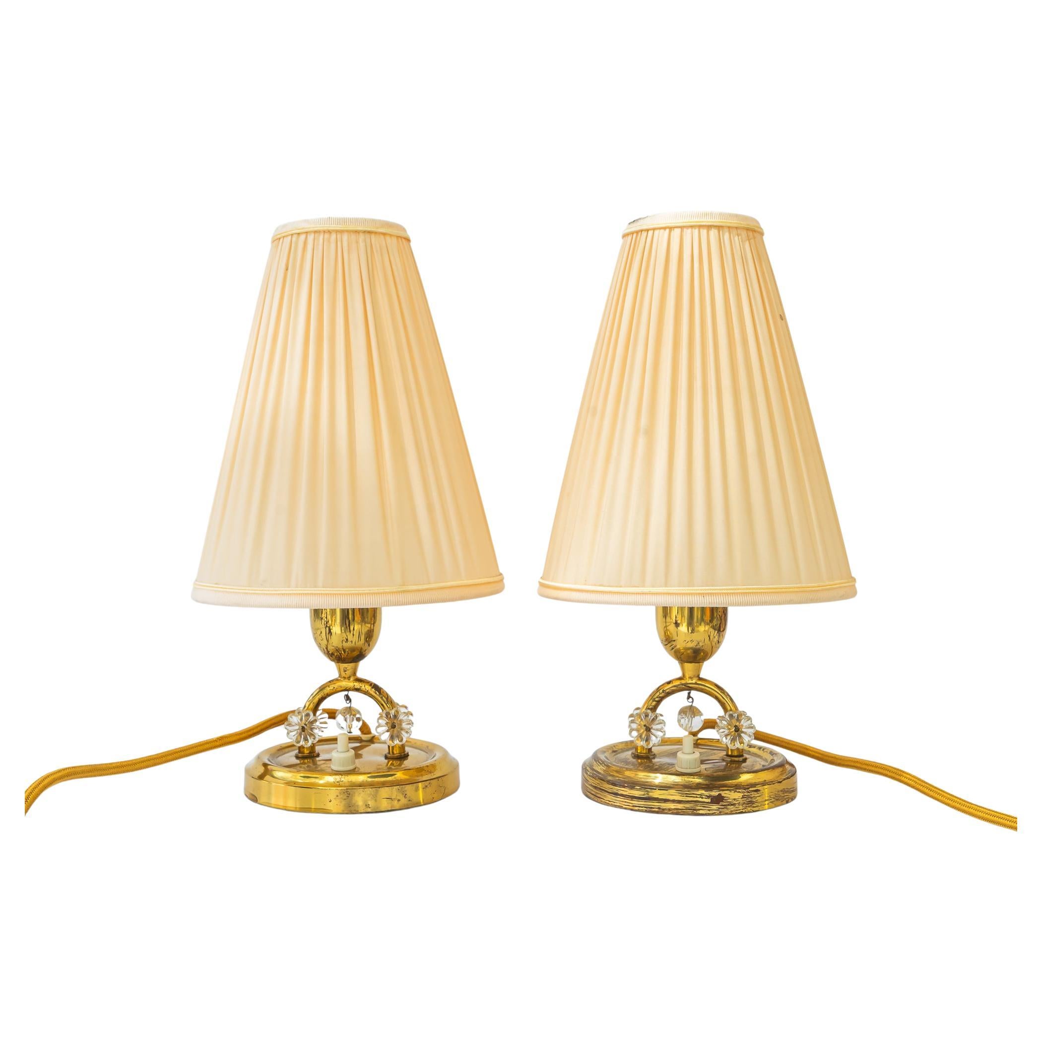 2x lampes de table Rupert Nikoll avec abat-jour en tissu vienne vers les années 1960 en vente