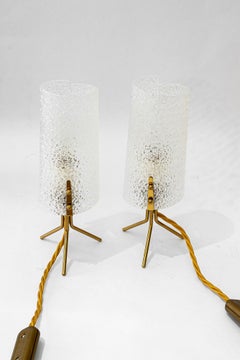 2x Rupert nikoll table lamps with lucite shades vienna around 1960s