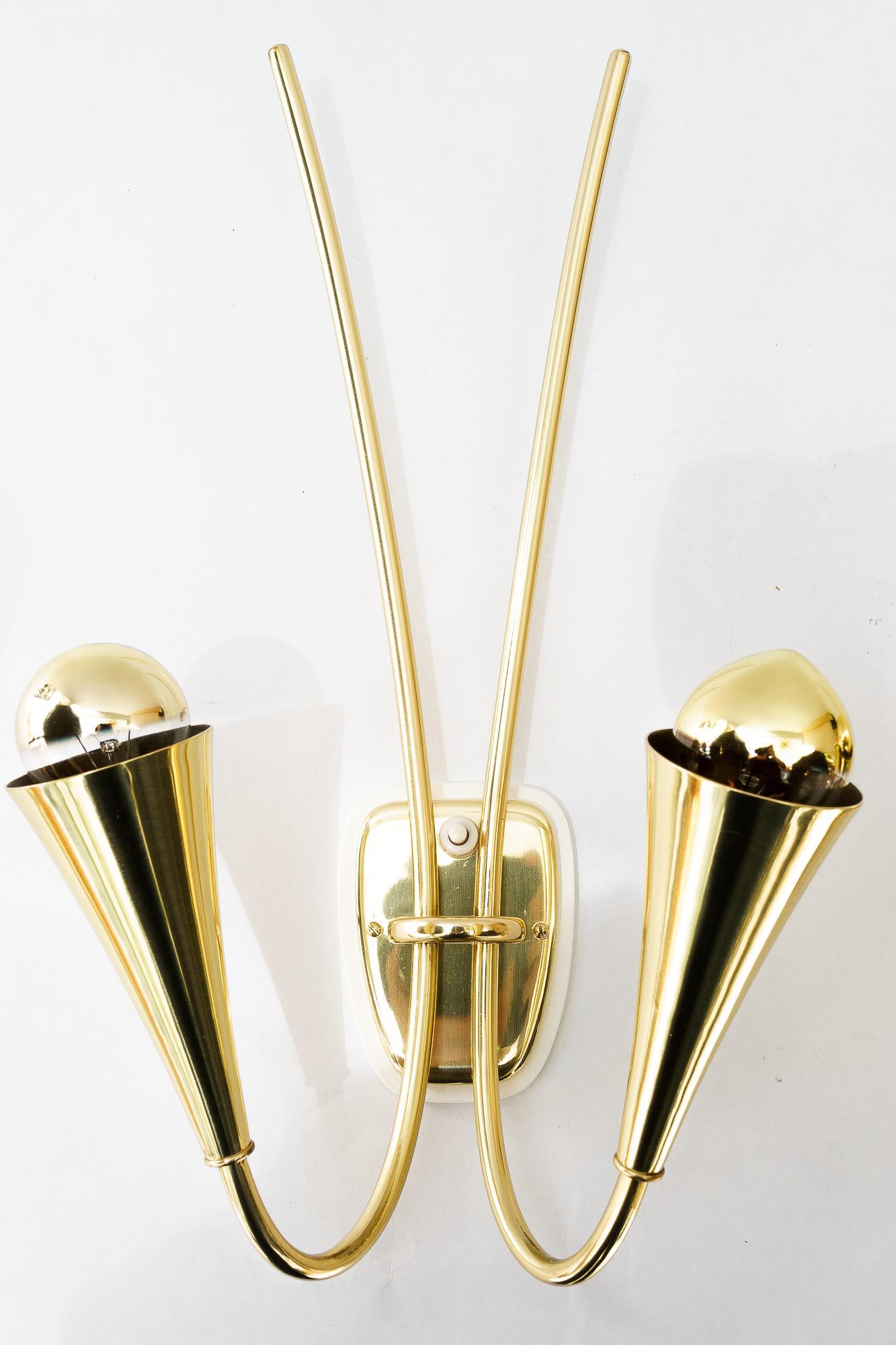 Mid-Century Modern 2x rupert nikoll wall lamps vienna around 1960s For Sale