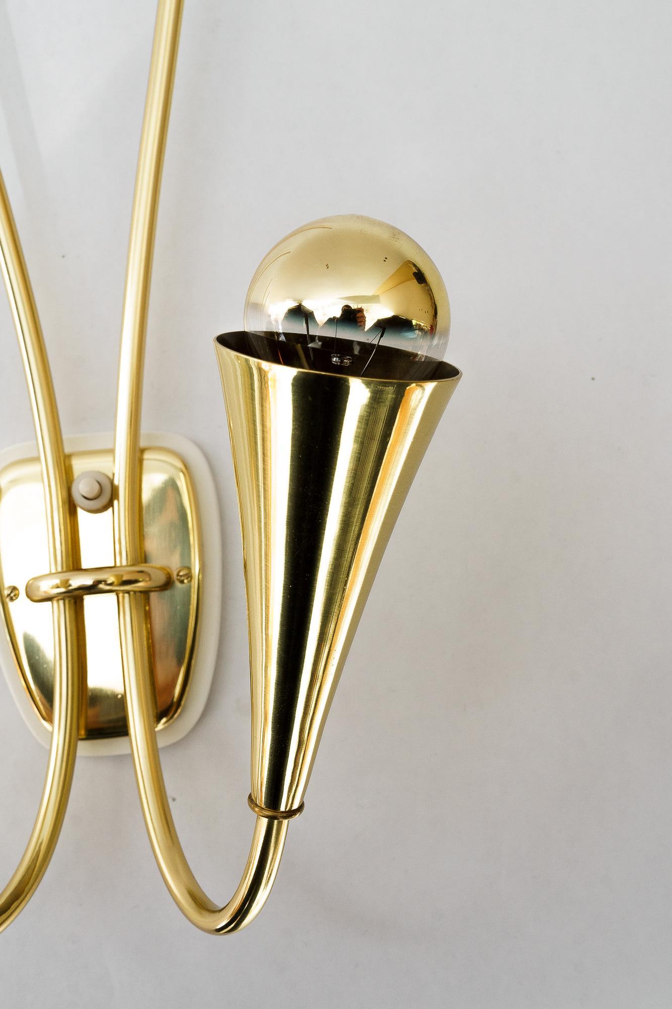 Austrian 2x rupert nikoll wall lamps vienna around 1960s For Sale