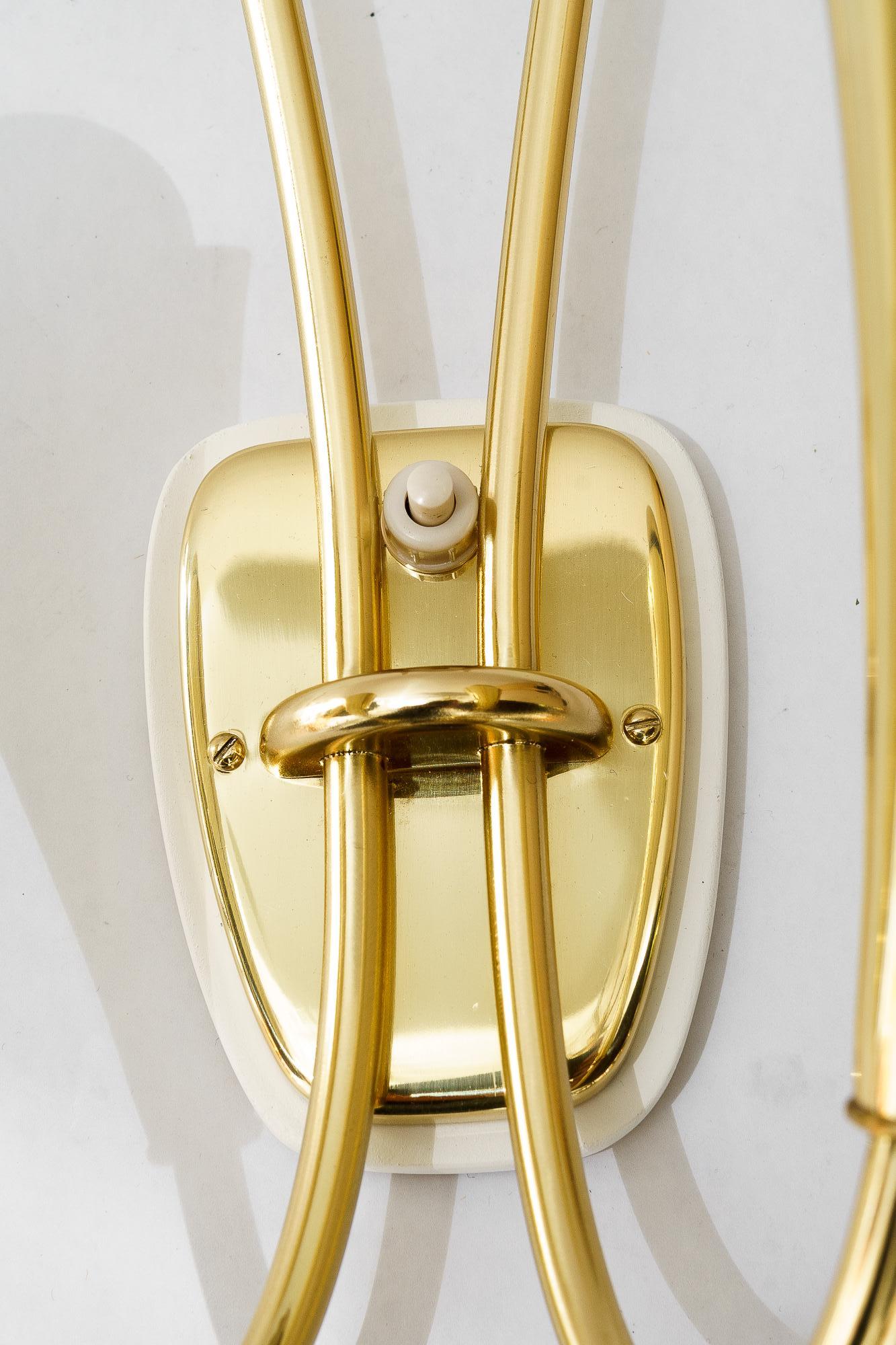 Lacquered 2x rupert nikoll wall lamps vienna around 1960s For Sale
