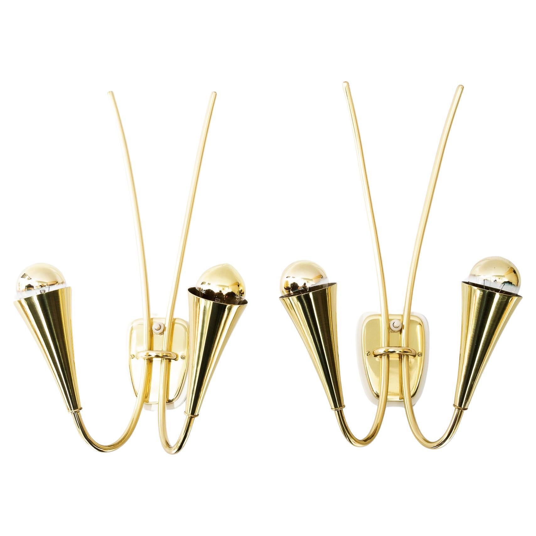 2x rupert nikoll wall lamps vienna around 1960s