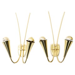 2x rupert nikoll wall lamps vienna around 1960s
