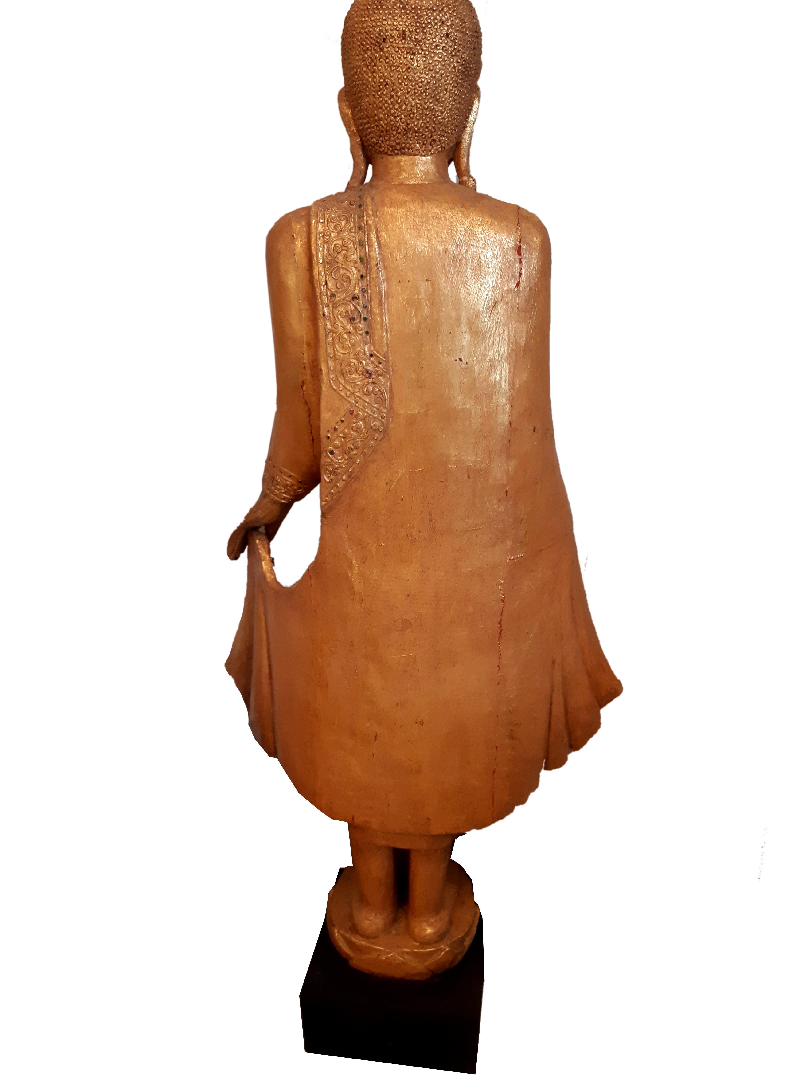 2x Skulptur Holzschnitzerei von Buddha Mandalay / Birma im Angebot 7