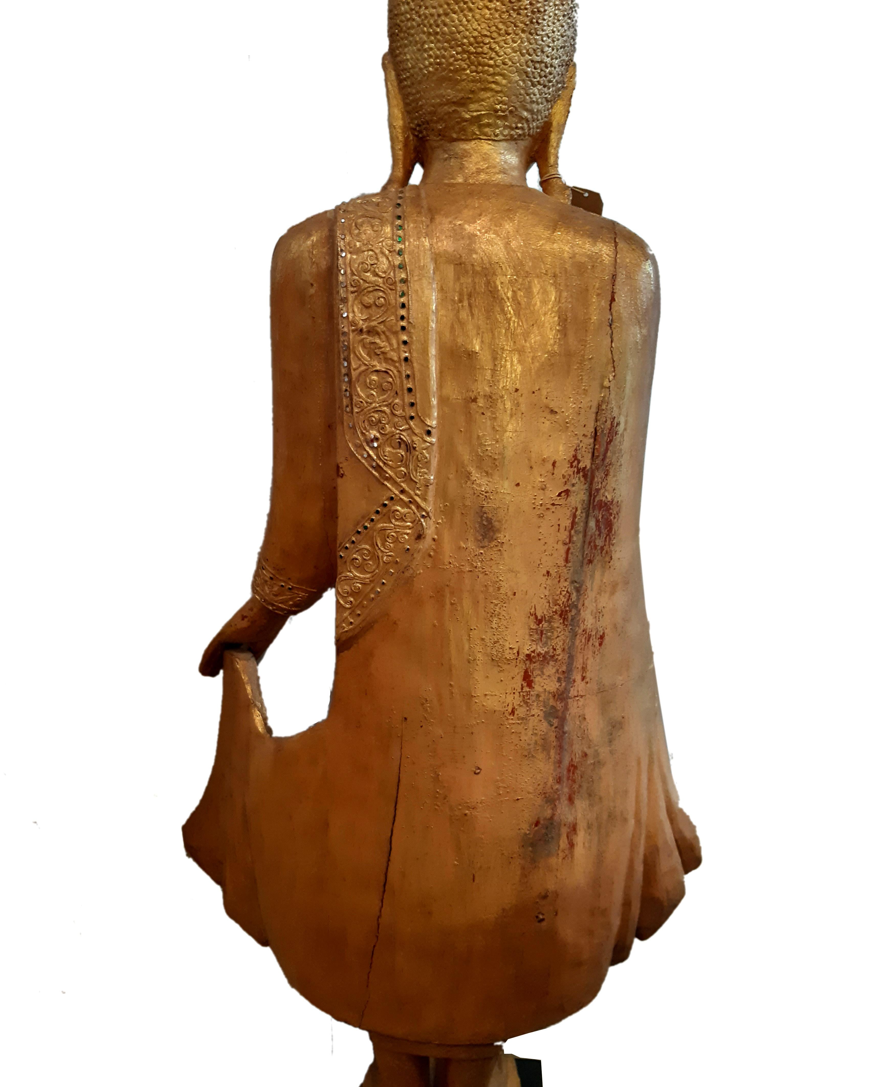 2x Skulptur Holzschnitzerei von Buddha Mandalay / Birma im Angebot 9