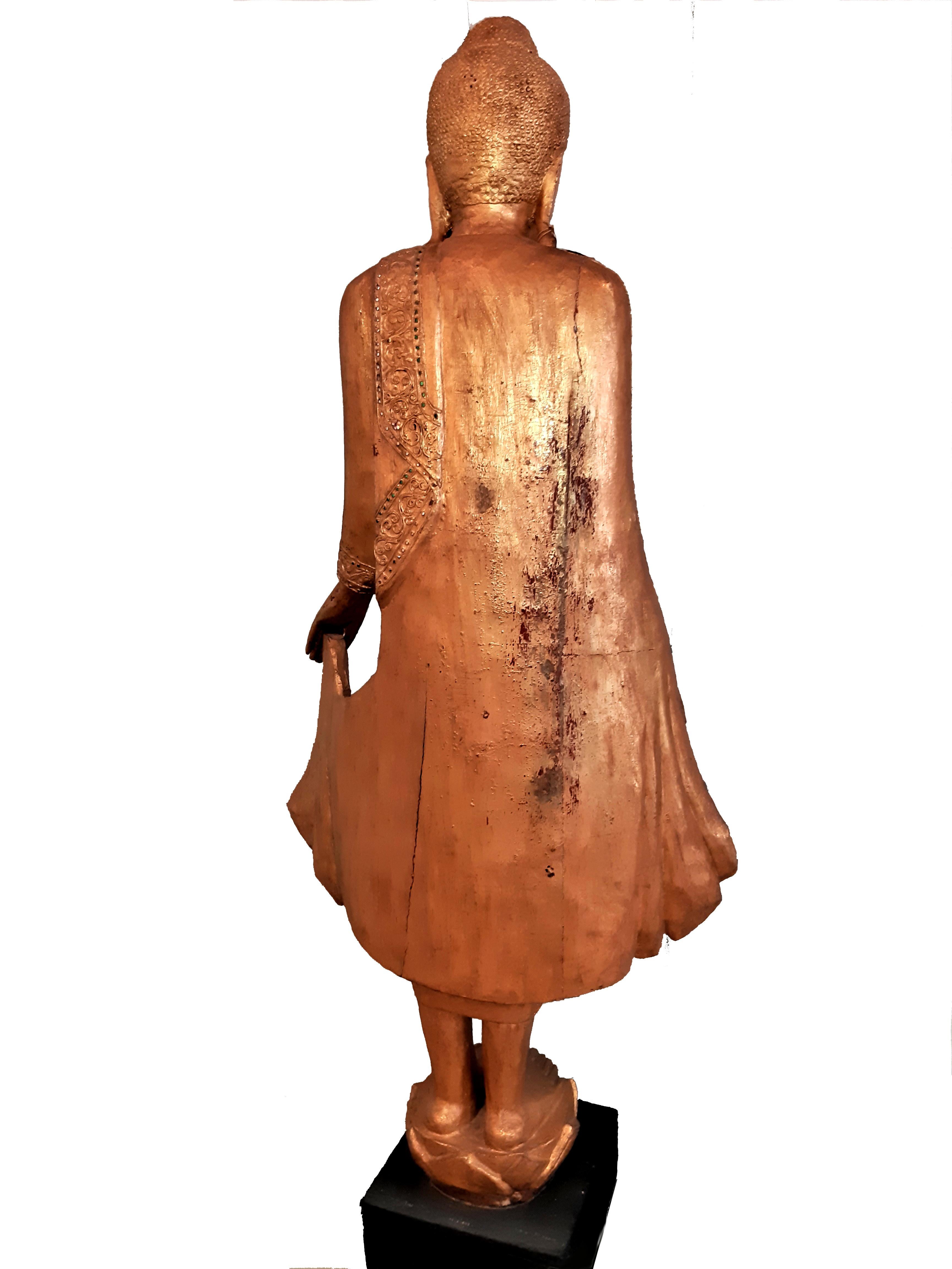 2x sculptures Holzschnitzerei von Buddha Mandalay / Birma en vente 1